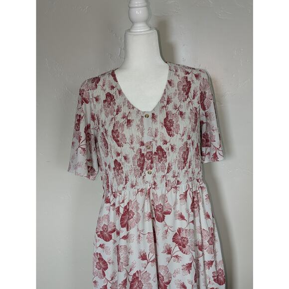 Polagram Dress Womens Medium Floral Romantic Feminine Lined Pockets Modest Maxi - Picture 13 of 15